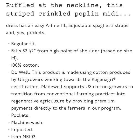 Madewell Ruffle A Line midi dress in striped poplin. Color blue star. Never worn - Picture 8 of 8